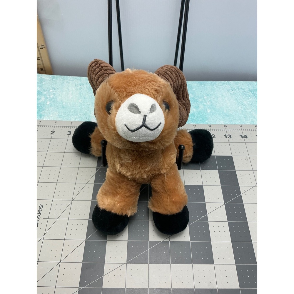 Wild Republic Bighorn Sheep Ram Plush Stuffed Animal Brown Corduroy Horns 10"